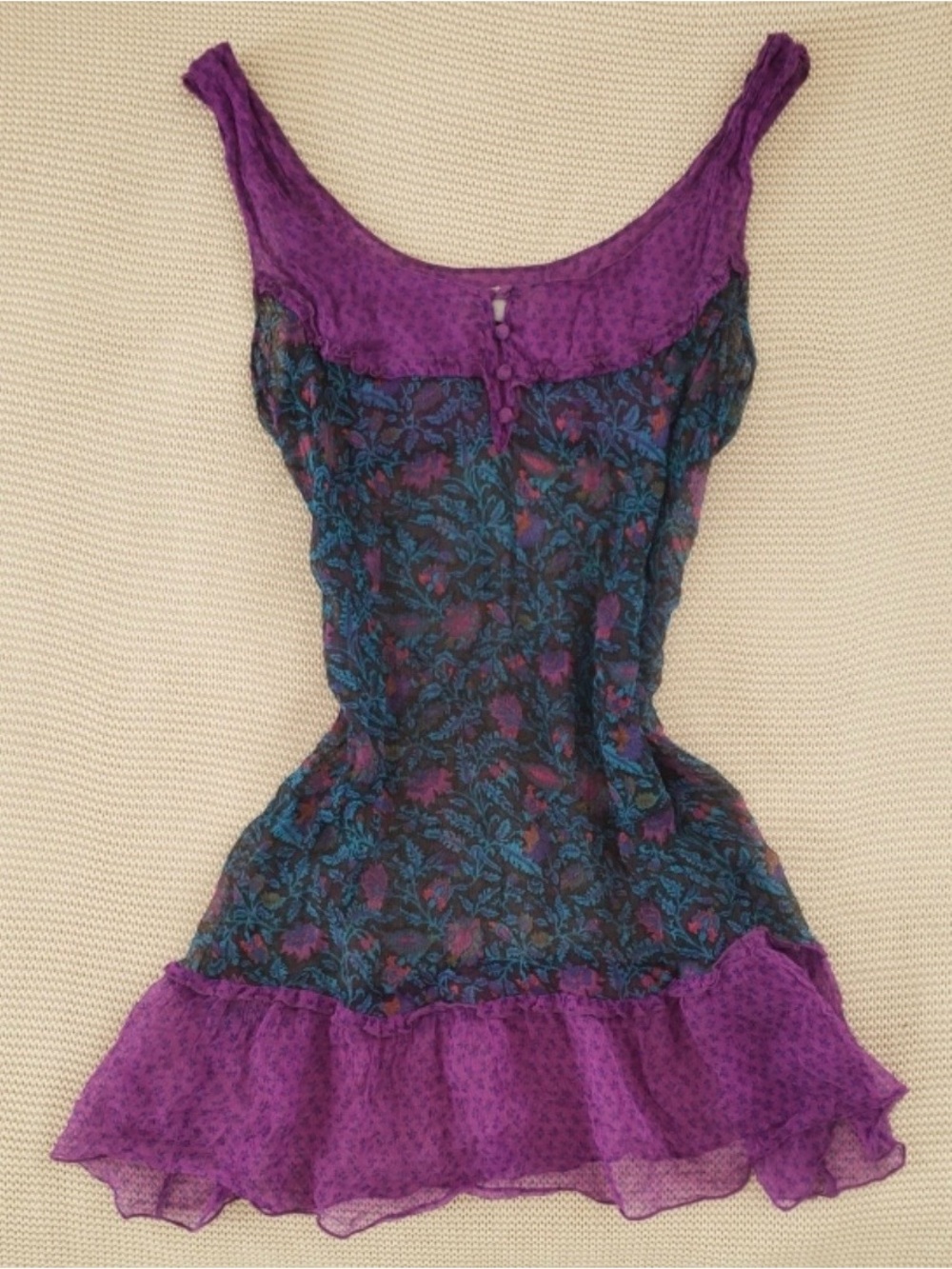 Purple Floral Sheer Sundress